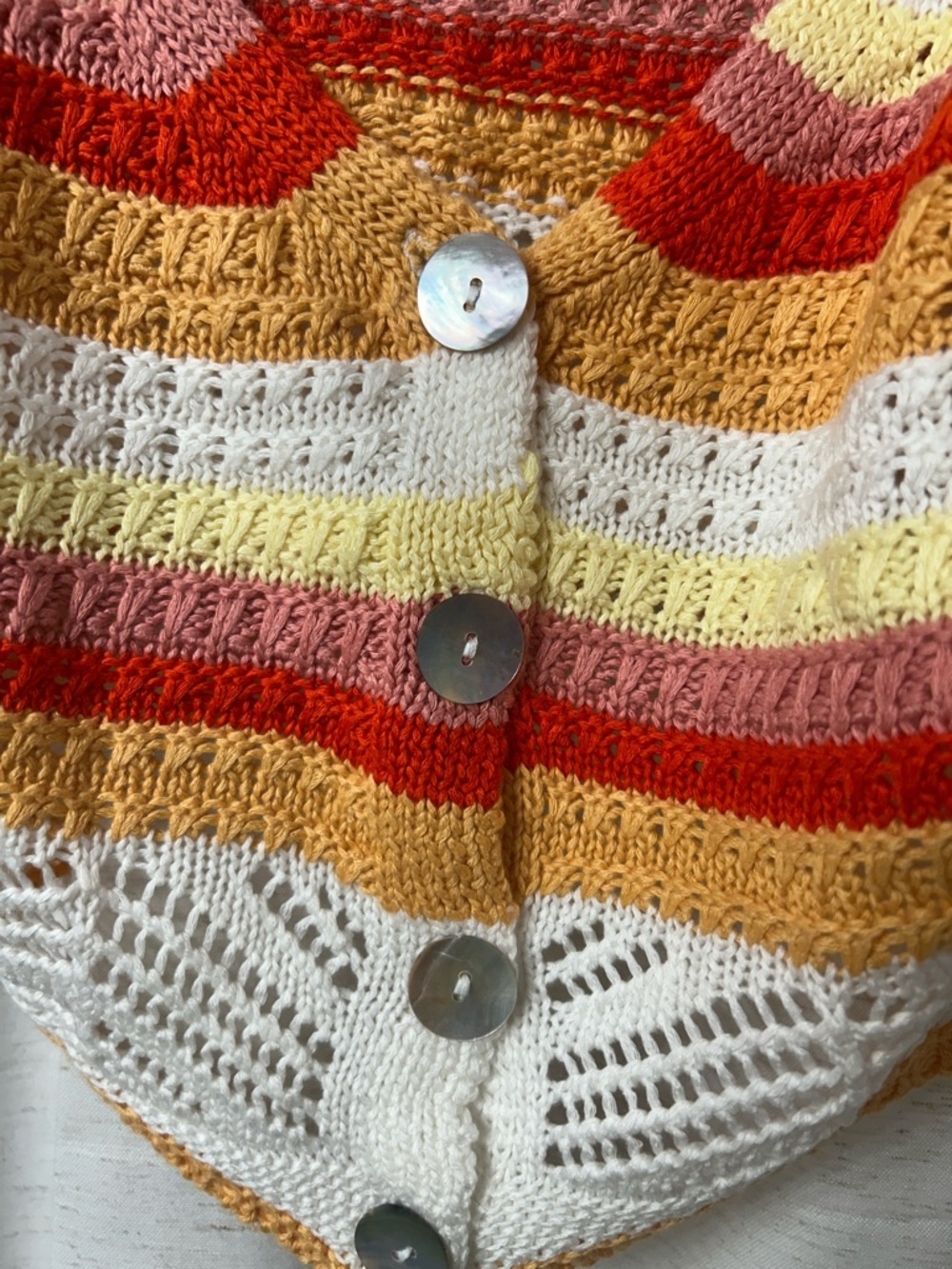 Striped Knit Button-Front Cropped Tank Top - Multicolor - Picture 3 of 5